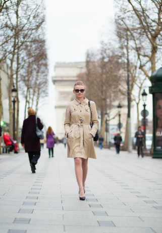 Young trendy Parisian woman in the street